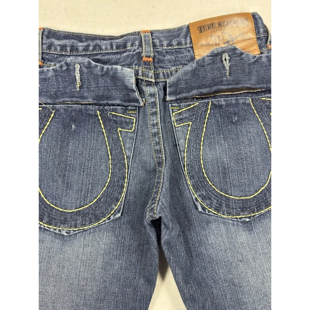 Y2K True Religion Joey SuperT Woman's 30/33 Jean Distressed/Missing Back Buttons